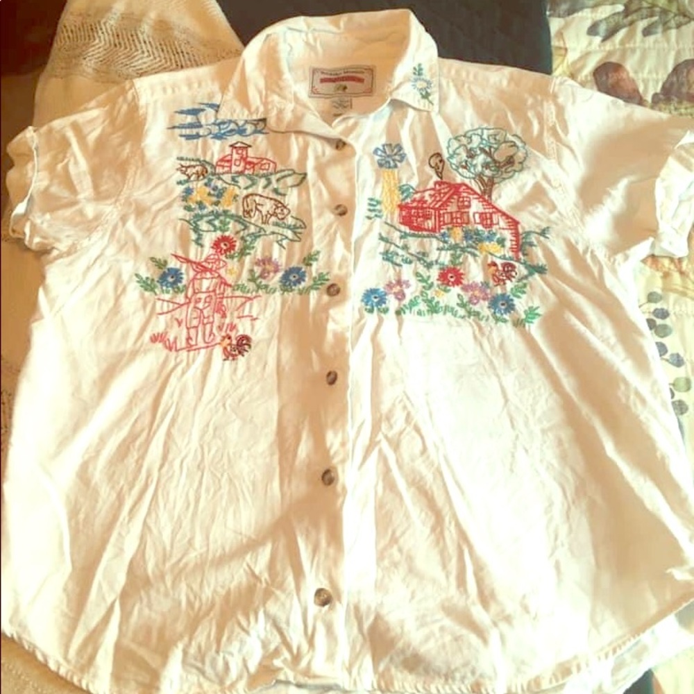 Embroidered farm shirt